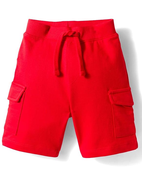 Babyhug Single Jersey Knit Half Sleeves T-Shirt & Shorts Set With Stripes & Text Patch - Red