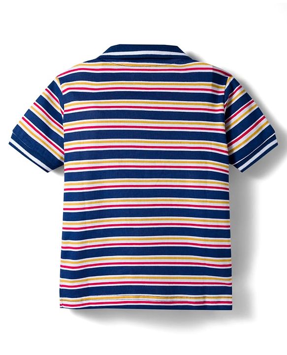 Babyhug Single Jersey Knit Half Sleeves T-Shirt & Shorts Set With Stripes & Text Patch - Red