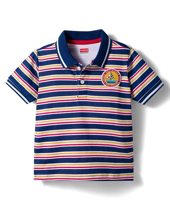 Babyhug Single Jersey Knit Half Sleeves T-Shirt & Shorts Set With Stripes & Text Patch - Red