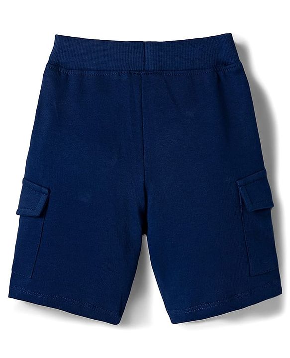 Babyhug Single Jersey Knit Polo T-Shirt & Shorts Set with Stripes - Navy Blue & Limegreen