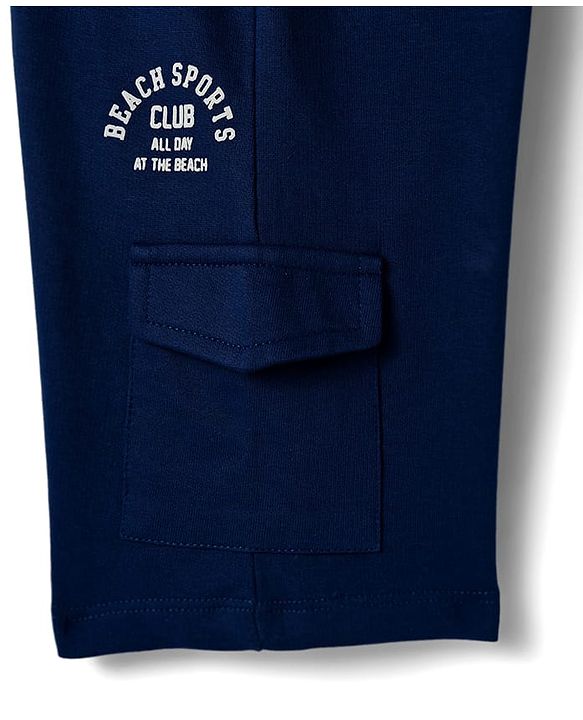 Babyhug Single Jersey Knit Polo T-Shirt & Shorts Set with Stripes - Navy Blue & Limegreen