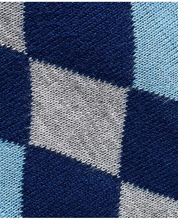Babyhug Knit Full Sleeves Pullover Sweater Set with Geometry Design - Light Blue & Navy Blue