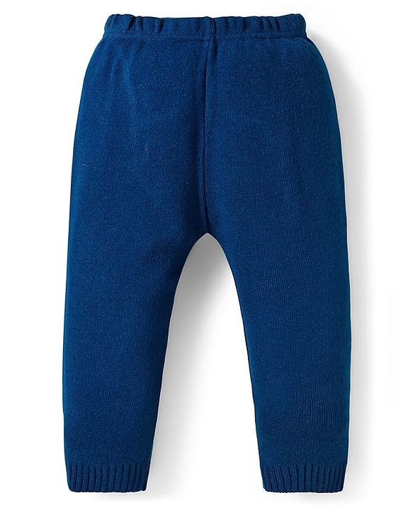 Babyhug Knit Full Sleeves Pullover Sweater Set with Geometry Design - Light Blue & Navy Blue