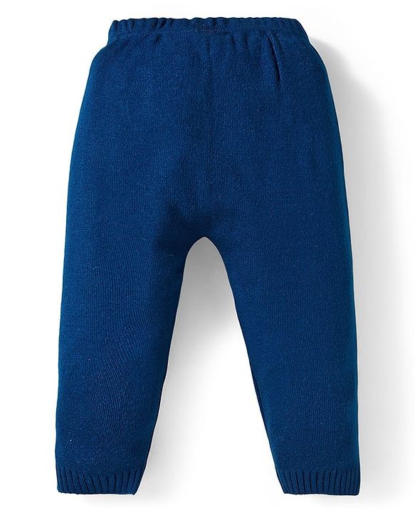 Babyhug Knit Full Sleeves Pullover Sweater Set with Geometry Design - Light Blue & Navy Blue