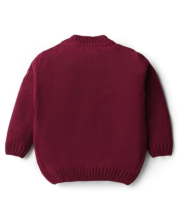 Babyhug Knitted Full Sleeves Pullover Solid Color Sweater - Navy Blue