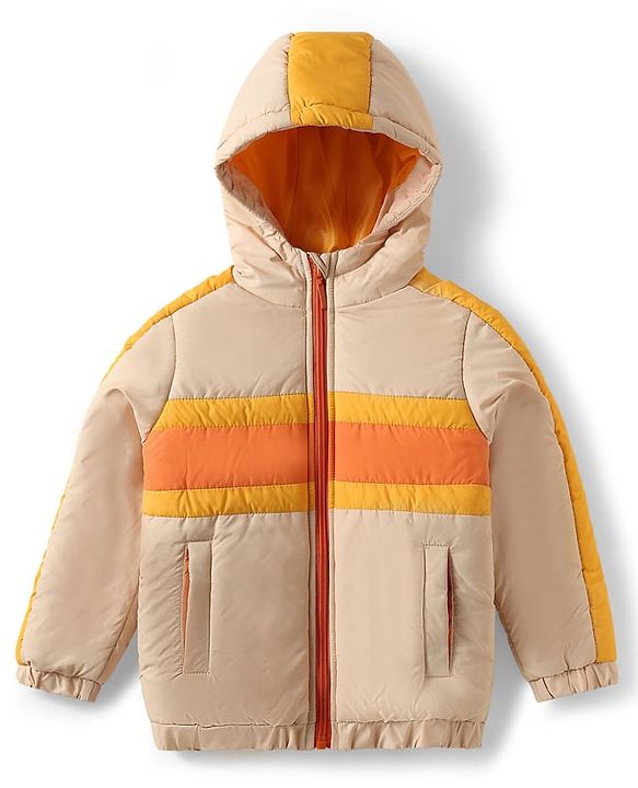 Pine Kids Woven Full Sleeves Padded Hooded Jacket With Cut & Sew Design - Yellow