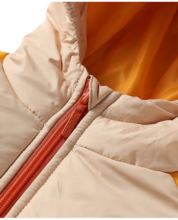 Pine Kids Woven Full Sleeves Padded Hooded Jacket With Cut & Sew Design - Yellow