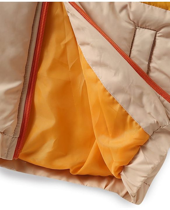 Pine Kids Woven Full Sleeves Padded Hooded Jacket With Cut & Sew Design - Yellow