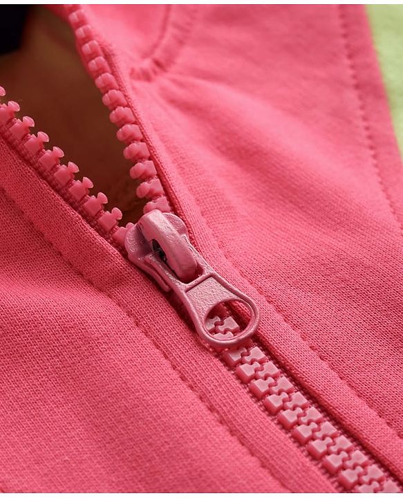 Pine Kids Cotton Knit Full Sleeves Winter Sweatshirt Dress With Cut & Sew Design - Dark Pink