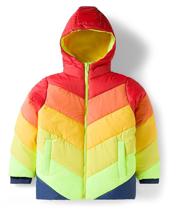 Pine Kids Woven Full Sleeves Solid Color Block Hooded Padded Jacket - Multicolor