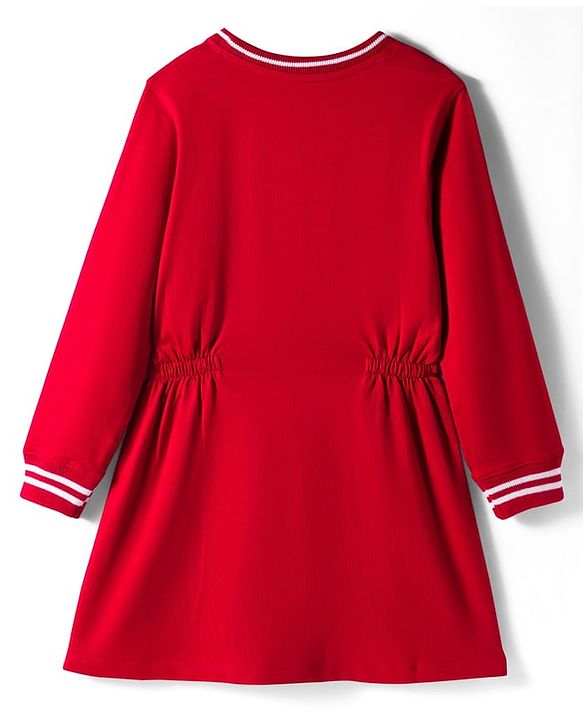 Pine Kids Cotton Knit Full Sleeves Winter Sweatshirt Dress With Believe in Yourself Text Print - Red