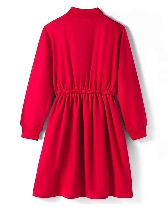 Pine Kids Cotton Knit Full Sleeves Winter Sweatshirt Dress With You are Enough Text Print - Red