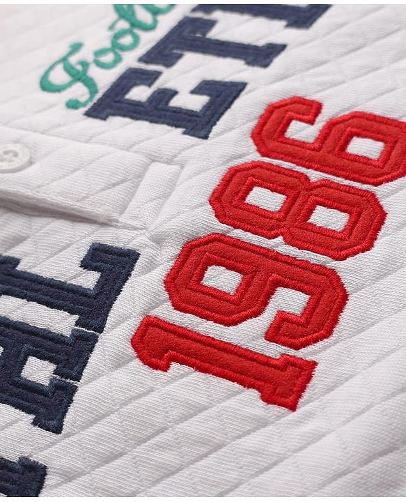 Babyhug Cotton Knit Full Sleeves Heavy Gauge Quilted Fabric Hooded Sweatshirt With Text Embroidery & Kangaroo Pockets - Multicolor