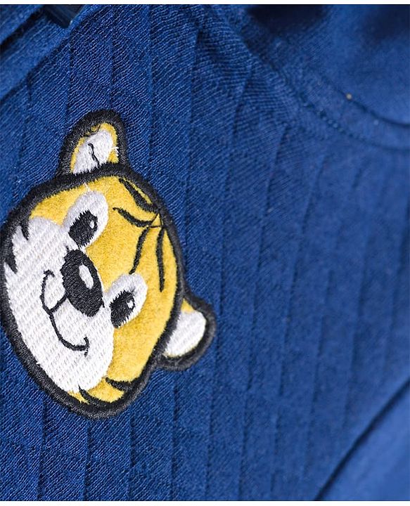 Babyhug Cotton Knit Full Sleeves Hooded Sweatjacket With Front & Back Lion Graphics & Kangaroo Pockets - Navy Blue