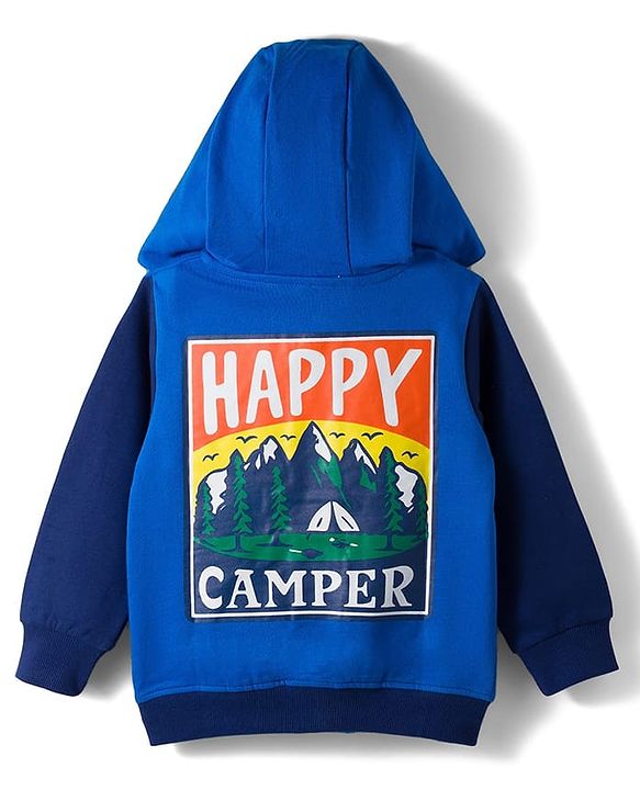 Babyhug Cotton Knit Full Sleeves Heavy Gauge Quilted Fabric Hooded Sweatjacket With Front & Back Graphcis & Kangaroo Pockets - Multicolor