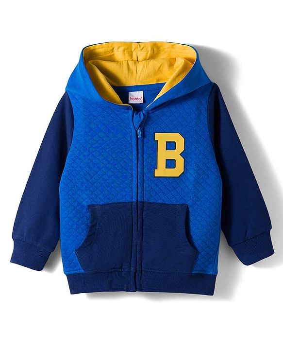 Babyhug Cotton Knit Full Sleeves Heavy Gauge Quilted Fabric Hooded Sweatjacket With Front & Back Graphcis & Kangaroo Pockets - Multicolor