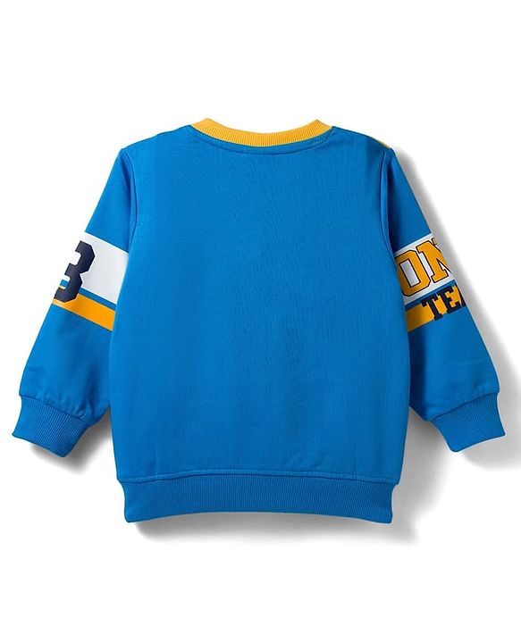 Babyhug Cotton Knit Full Sleeves Sweatshirt With Embroidery - Blue