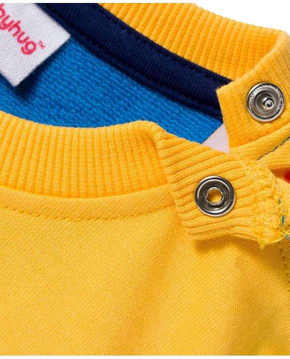 Babyhug Cotton Knit Full Sleeves Sweatshirt With Embroidery - Blue