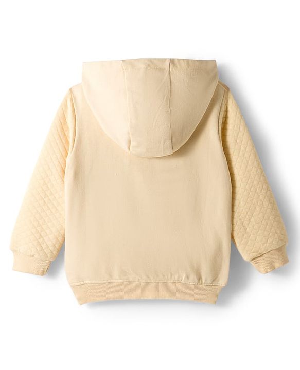 Babyhug Fleece Knit Full Sleeves Heavy Gauge Quilted Fabric Hooded Sweatshirt With Tiger Print - Beige