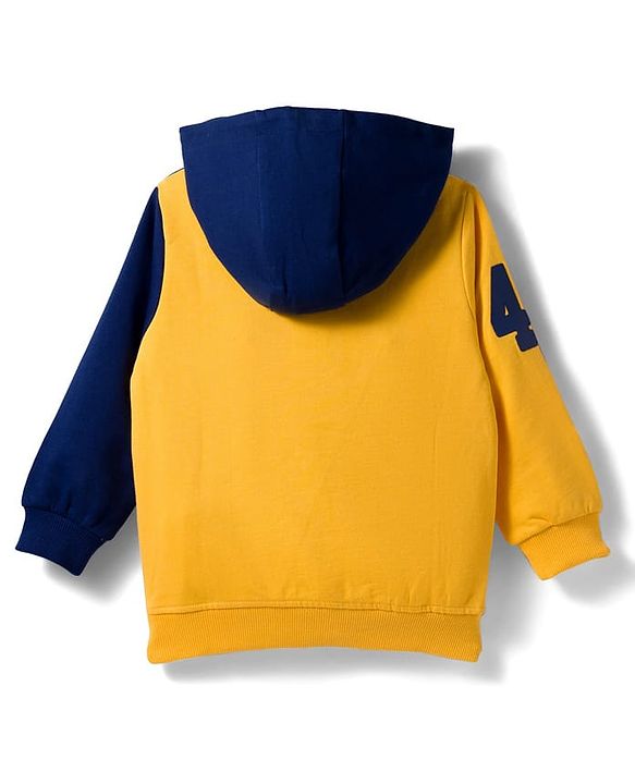 Babyhug Cotton Knit Full Sleeves Hooded Sweatshirt With Color Block Design - Multicolor