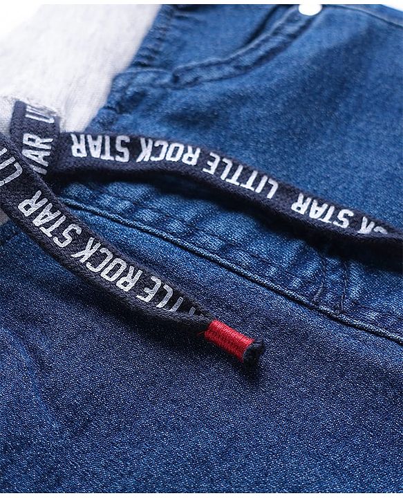 Babyhug Cotton Denim Full Length Washed Jeans With Stretch - Dark Blue