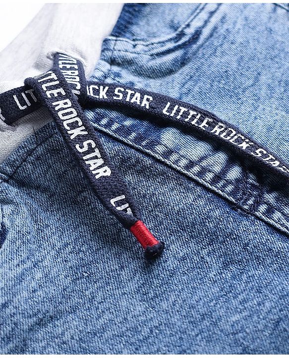 Babyhug Cotton Denim Full Length Washed Jeans With Stretch - Dark Blue