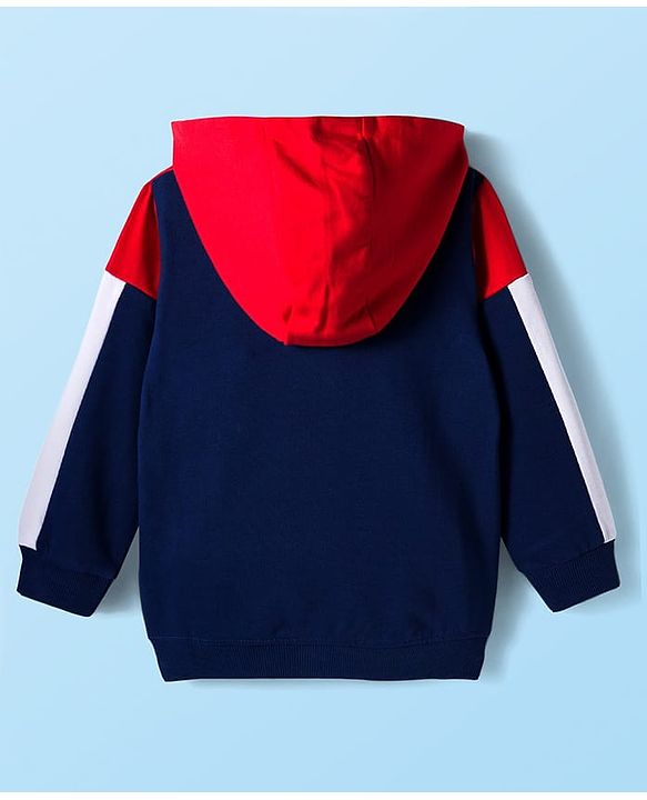 Babyhug Cotton Knit Full Sleeves Hooded Sweatjacket With Boston Embroidery - Multicolor