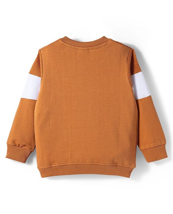 Babyhug Cotton Knit Full Sleeves Sweatshirt with Teddy Bear Graphics & Cut & Sew Design - Brown