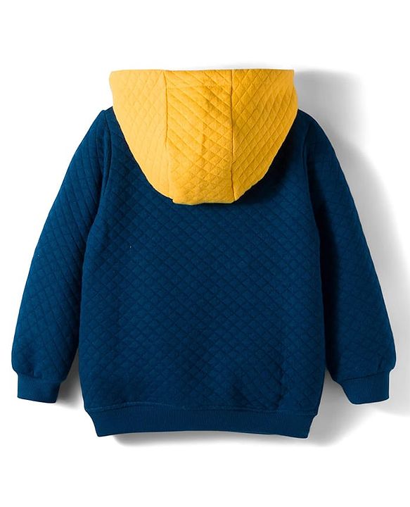 Babyhug Cotton Knit Full Sleeves Hooded Sweatshirt With Adventure Print & Tiger Patch - Multicolor