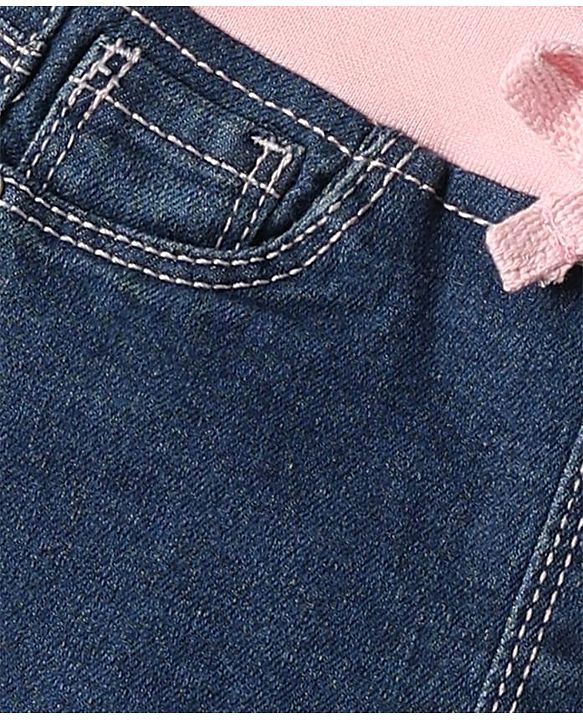 Babyhug Cotton Denim Full Length Washed Jeans With Stretch - Navy Blue