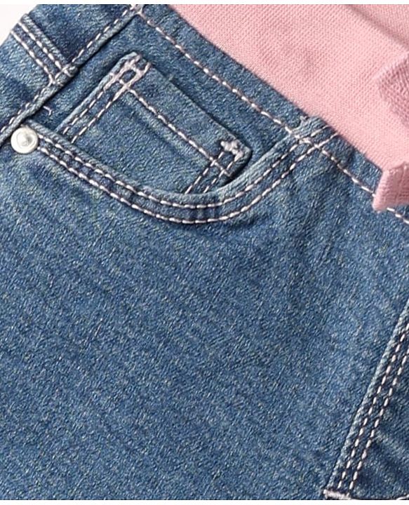 Babyhug Cotton Denim Full Length Washed Jeans With Stretch - Navy Blue