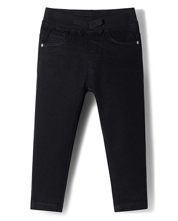 Babyhug Cotton Denim Full Length Washed Jeans With Stretch - Navy Blue