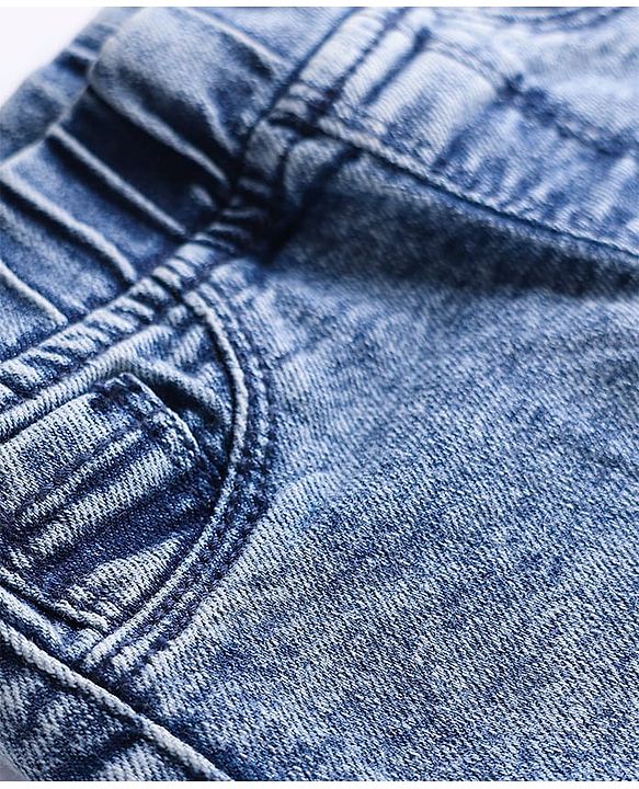 Babyhug Cotton Denim Full Length Washed Jegging With Stretch - Cloud Blue
