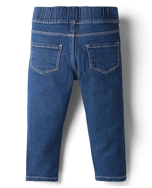 Babyhug Cotton Denim Full Length Washed Jegging With Stretch - Cloud Blue