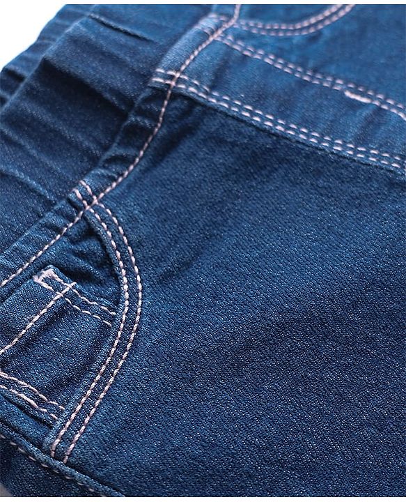 Babyhug Cotton Denim Full Length Washed Jegging With Stretch - Cloud Blue
