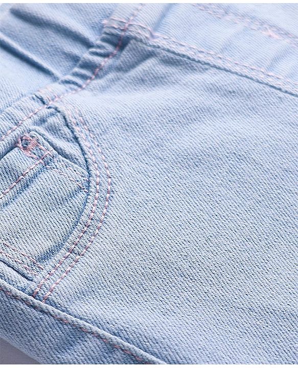 Babyhug Cotton Denim Full Length Washed Jegging With Stretch - Cloud Blue