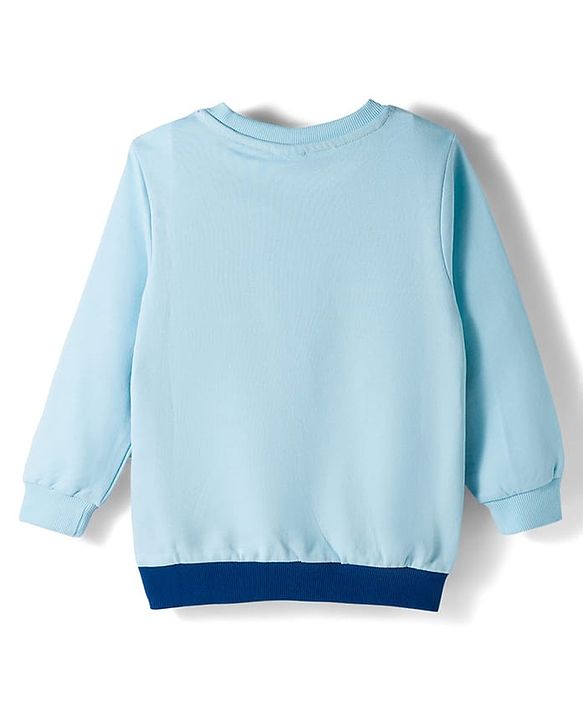Babyhug Cotton Knit Full Sleeves Sweatshirt With Polar Bear Graphics - Blue