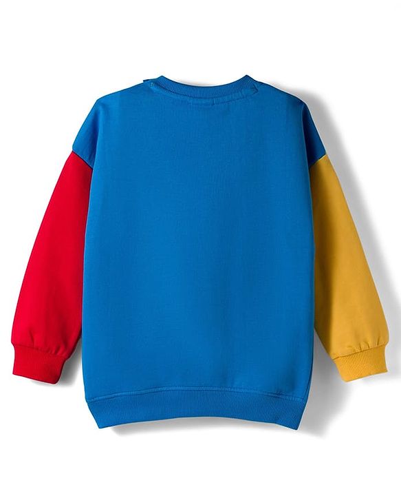 Babyhug Cotton Knit Drop Shoulder Full Sleeves Sweatshirt With Teddy Bear Graphics - Multicolor
