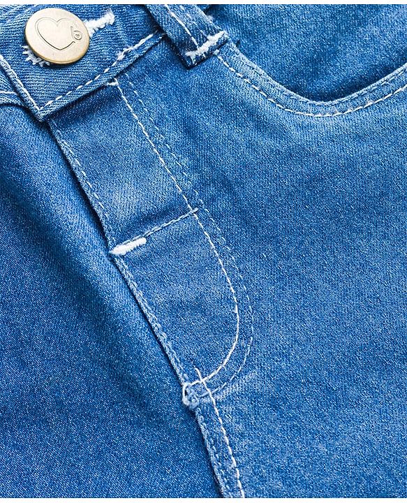 Babyhug Cotton Denim Full Length Jeans With Stretch - Navy Blue