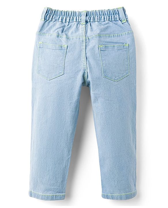 Babyhug Cotton Denim Full Length Jeans With Stretch - Navy Blue