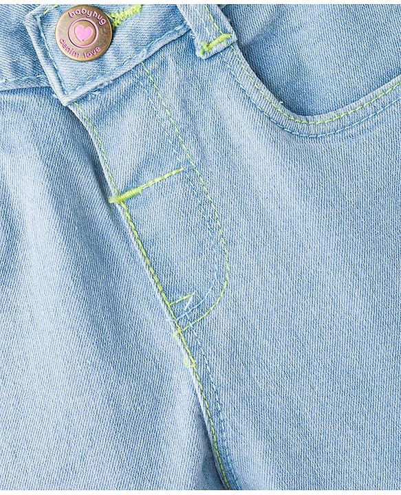 Babyhug Cotton Denim Full Length Jeans With Stretch - Navy Blue