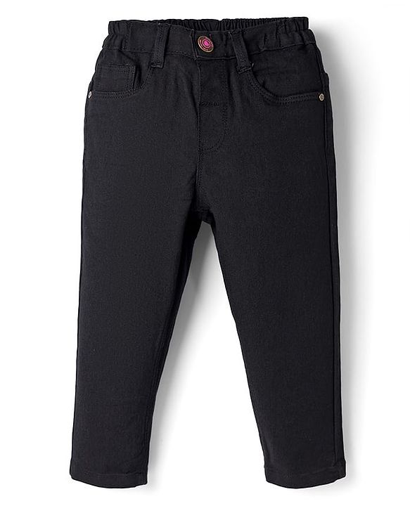 Babyhug Cotton Denim Full Length Jeans With Stretch - Navy Blue