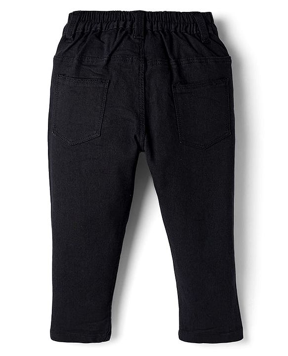 Babyhug Cotton Denim Full Length Jeans With Stretch - Navy Blue