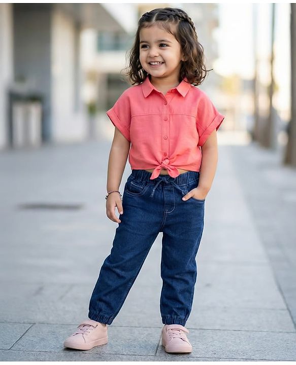 Babyhug Cotton Denim Full Length  Washed Jeans With Stretch - Navy Blue