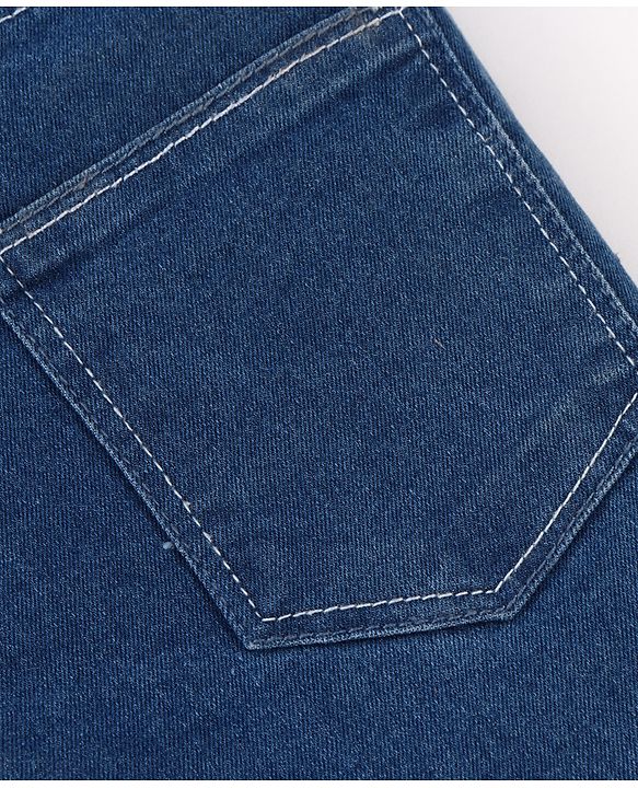 Babyhug Cotton Denim Full Length  Washed Jeans With Stretch - Navy Blue