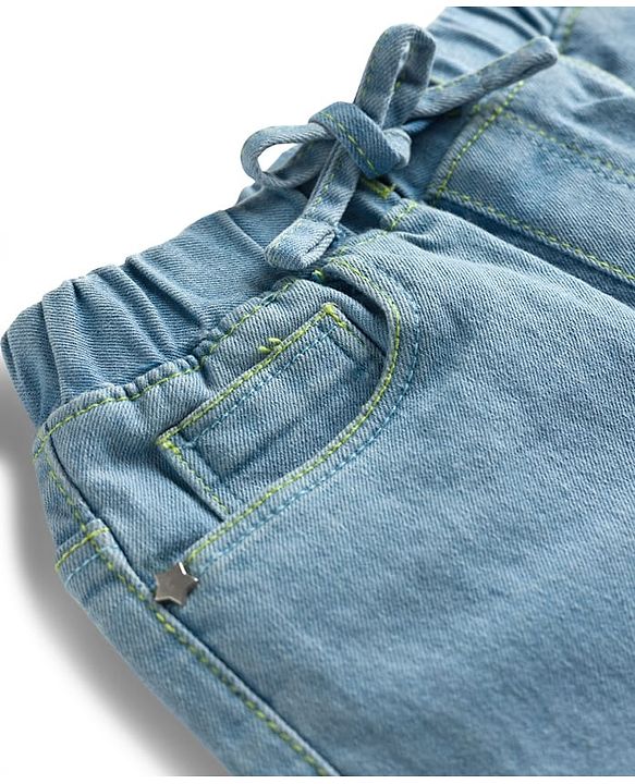 Babyhug Cotton Denim Full Length  Washed Jeans With Stretch - Navy Blue