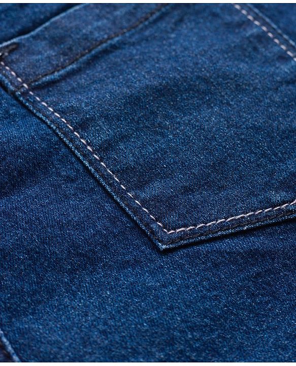Babyhug Denim Mid Thigh Washed Skirt With Stretch - Navy Blue