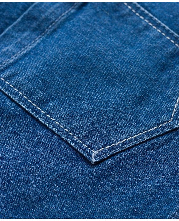 Babyhug Denim Mid Thigh Washed Skirt With Stretch - Navy Blue