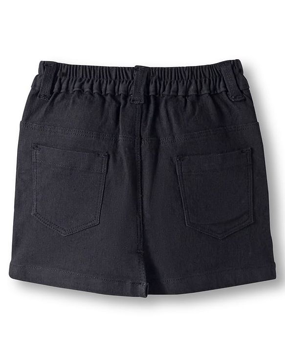 Babyhug Denim Mid Thigh Washed Skirt With Stretch - Navy Blue