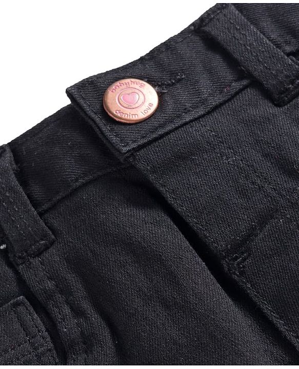 Babyhug Denim Mid Thigh Washed Skirt With Stretch - Navy Blue